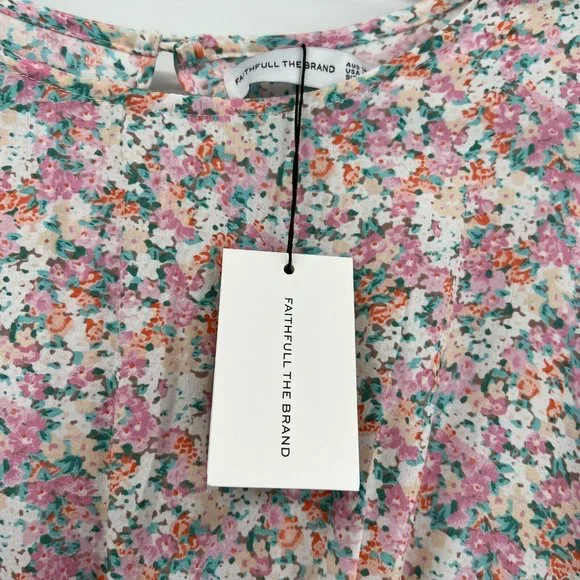 Faithfull the Brand Women's Beline Midi Dress Vionette Floral Pink sz XL/US 10 - Picture 7 of 12